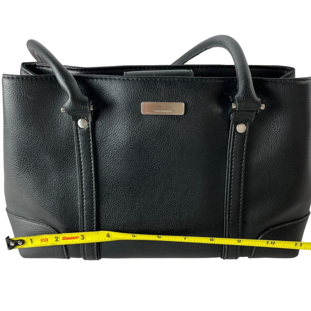 Liz Claiborne Black Pebbled Faux Leather Work‎ Tote Shoulder Bag - Picture 5 of 14